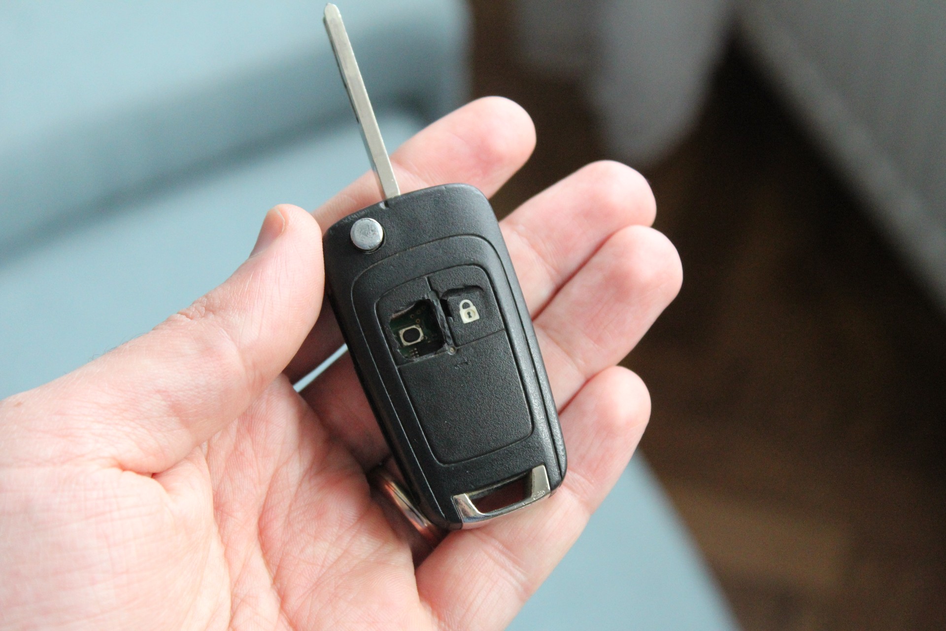 Car key with broken button.